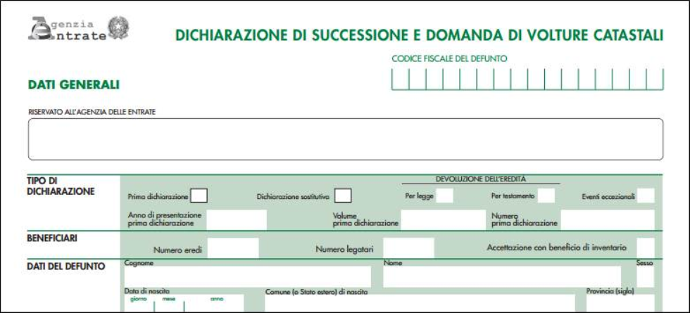 Nuovi Modelli Dichiarazione di successione e domanda di voltura catastale online