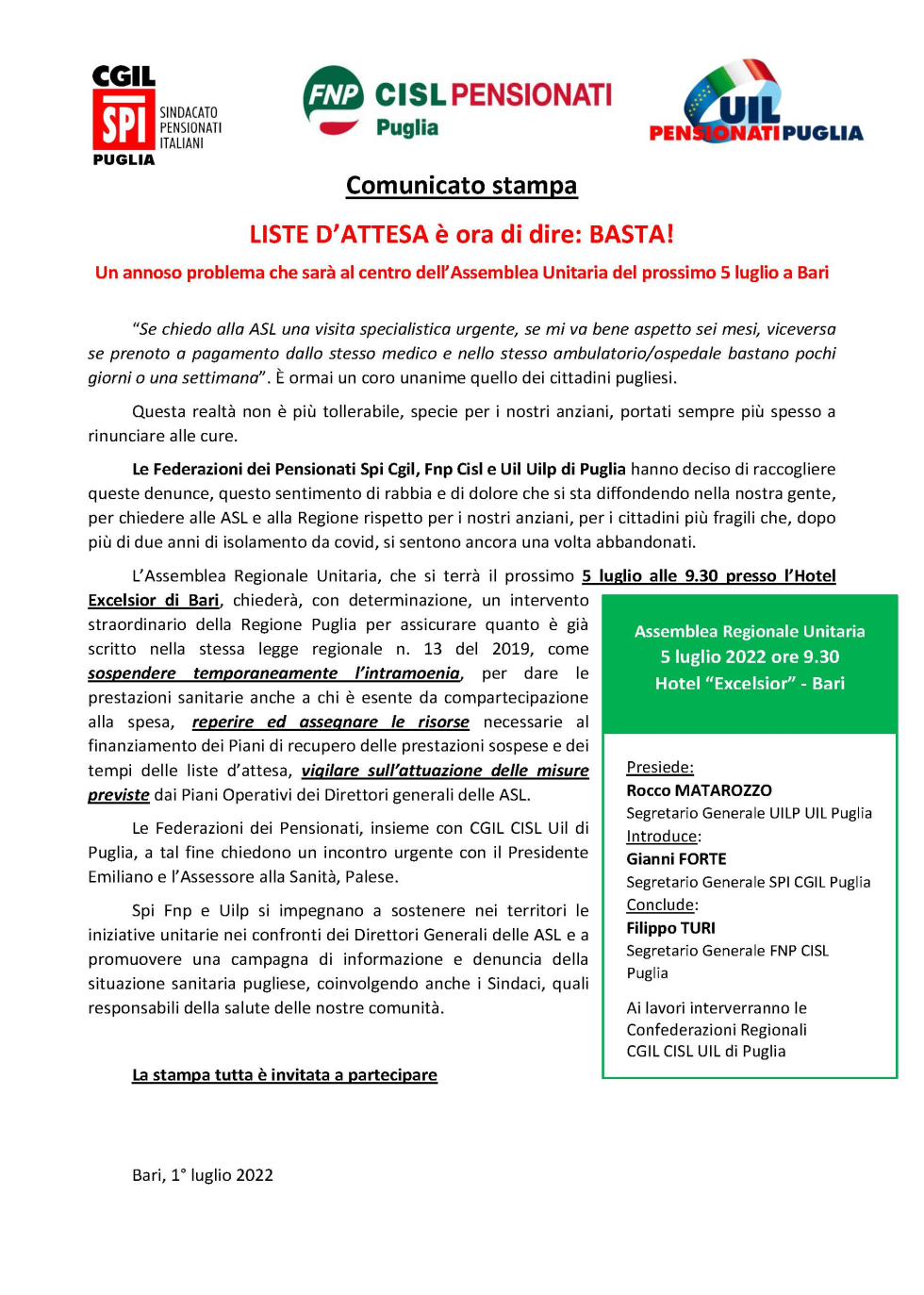 LISTE D’ATTESA è ora di dire: BASTA!